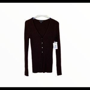 Something Navy Cardigan Sweater V-Neck Ribbed Flaw